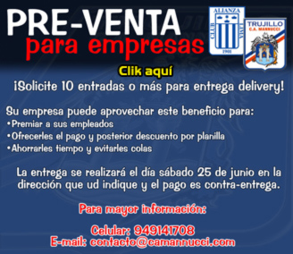 Pre Venta - Mannucci vs. Alianza Lima